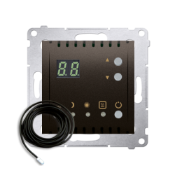 SIMON54   DTRNSZ.01/46 regulator temperatury z wyświetlaczem z czyjnikiem zewnętrznym - Brązowy Mat